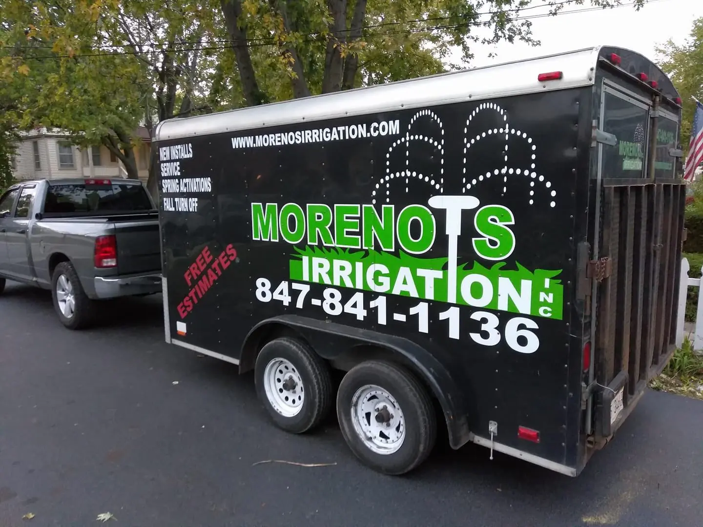 Moreno's Irrigation service trailer